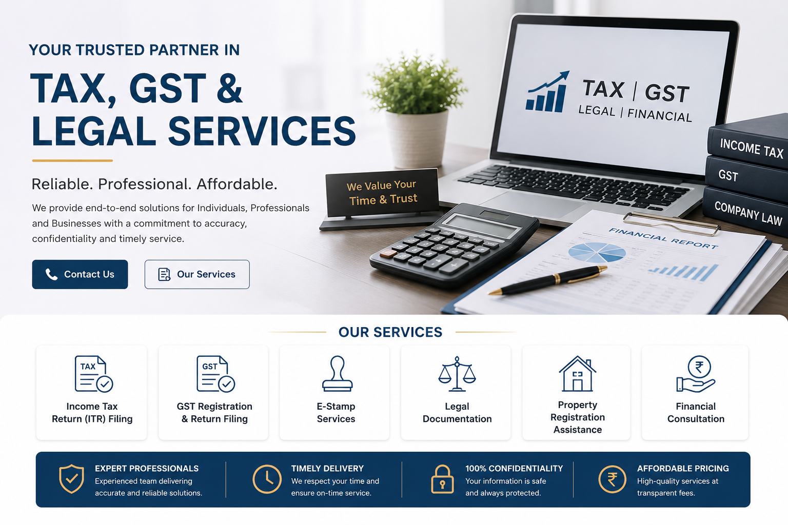 Professional tax, GST, legal and financial consultation services in India